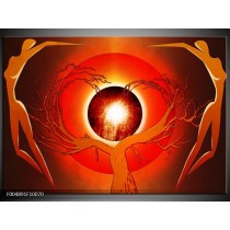 Glas schilderij Modern | Bruin, Oranje, Zwart