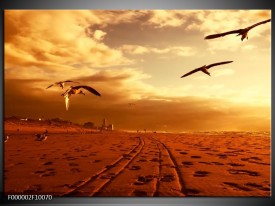 Foto canvas schilderij Vogels | Goud, Geel, Oranje