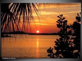 Foto canvas schilderij Zonsondergang | Oranje, Zwart, Geel