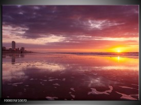 Foto canvas schilderij Zonsondergang | Paars, Geel, Wit