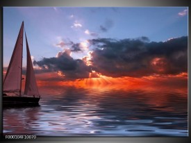 Foto canvas schilderij Boot | Rood, Grijs, Wit