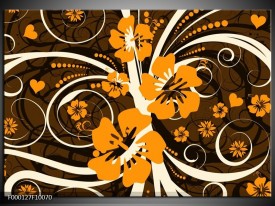 Foto canvas schilderij Abstract | Oranje, Bruin, Wit