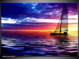 Foto canvas schilderij Boot | Paars, Geel, Wit