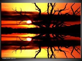 Foto canvas schilderij Zonsondergang | Oranje, Zwart, Geel