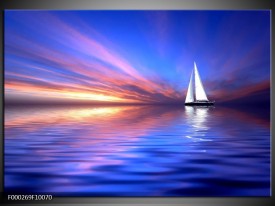 Foto canvas schilderij Boot | Blauw, Wit, Paars