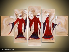 Acryl Schilderij Angel | Rood, Crème | 150x70cm 5Luik Handgeschilderd