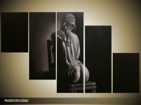 Acryl Schilderij Kunst, Sexy | Grijs, Zwart | 150x70cm 5Luik Handgeschilderd