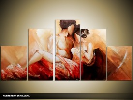 Acryl Schilderij Sexy | Bruin, Rood | 150x70cm 5Luik Handgeschilderd