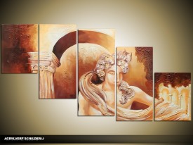 Acryl Schilderij Rome | Bruin, Crème | 150x70cm 5Luik Handgeschilderd