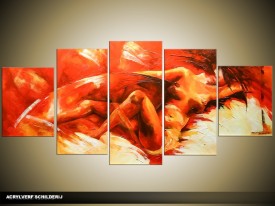 Acryl Schilderij Sexy | Rood, Oranje | 150x70cm 5Luik Handgeschilderd