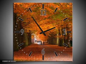 Wandklok op Canvas Herfst | Kleur: Bruin, Oranje, Groen | F000014C