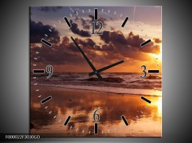 Wandklok op Glas Zee | Kleur: Geel, Bruin, Paars | F000022CGD