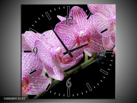 Wandklok op Canvas Orchidee | Kleur: Paars, Zwart | F000089C