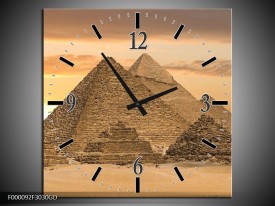 Wandklok op Glas Piramide | Kleur: Geel, Creme, Bruin | F000092CGD