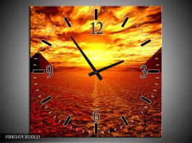 Wandklok op Glas Egypte | Kleur: Oranje, Geel, Rood | F000147CGD