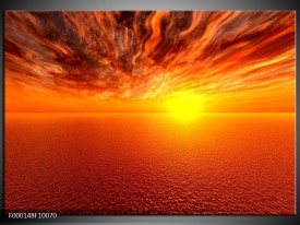 Glas schilderij Zonsondergang | Geel, Oranje