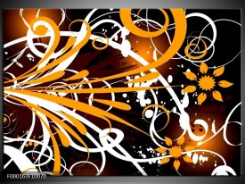 Glas schilderij Abstract | Oranje, Wit, Bruin