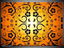 Glas schilderij Abstract | Zwart, Geel, Oranje