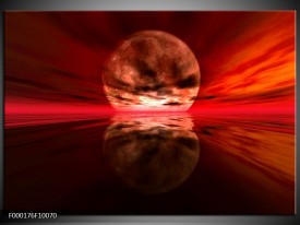 Glas schilderij Maan | Rood, Zwart, Bruin