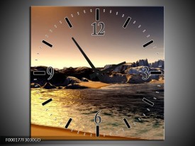 Wandklok op Glas Strand | Kleur: Wit, Grijs, Bruin | F000177CGD