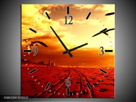 Wandklok op Glas Vogels | Kleur: Rood, Geel, Wit | F000200CGD