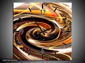 Wandklok op Glas Abstract | Kleur: Geel, Bruin, Zwart | F000336CGD