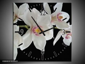 Wandklok op Glas Orchidee | Kleur: Wit, Zwart, Geel | F000403CGD