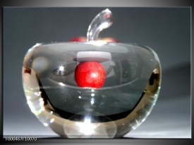 Glas schilderij Appel | Rood, Grijs, Zilver