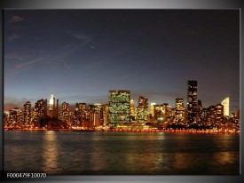 Foto canvas schilderij Stad | Groen, Blauw, Geel