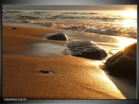 Glas schilderij Strand | Goud, Bruin, Grijs