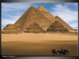 Foto canvas schilderij Piramide | Bruin, Blauw, Wit