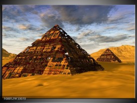 Glas schilderij Piramide | Geel, Zwart, Blauw