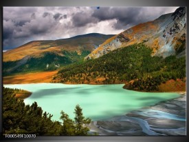 Foto canvas schilderij Bergen | Groen, Geel, Grijs