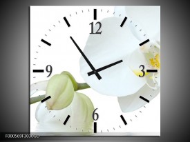 Wandklok op Glas Orchidee | Kleur: Wit, Groen, Geel | F000569CGD