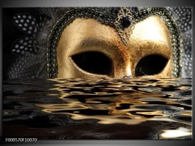 Foto canvas schilderij Masker | Goud, Zilver, Grijs