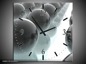 Wandklok op Glas Bal | Kleur: Grijs, Zilver, Wit | F000579CGD