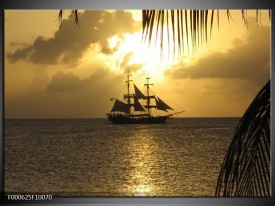 Foto canvas schilderij Zeilboot | Geel, Grijs, Zwart