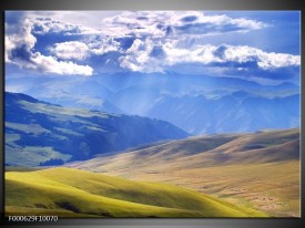 Foto canvas schilderij Bergen | Blauw, Wit, Groen