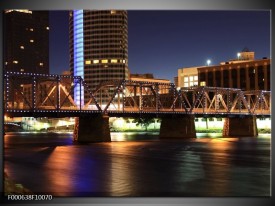 Foto canvas schilderij Stad | Zwart, Blauw, Creme