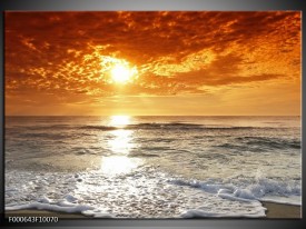 Foto canvas schilderij Zonsondergang | Geel, Oranje, Grijs