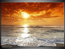 Glas schilderij Zonsondergang | Geel, Oranje, Grijs