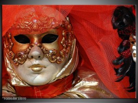 Foto canvas schilderij Masker | Rood, Goud, Zwart