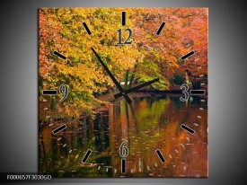 Wandklok op Glas Herfst | Kleur: Geel, Oranje, Groen | F000657CGD