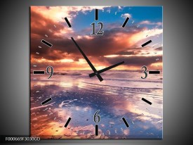 Wandklok op Glas Water | Kleur: Paars, Blauw, Wit | F000669CGD