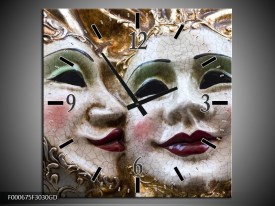 Wandklok op Glas Masker | Kleur: Wit, Goud, Zwart | F000675CGD