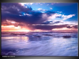 Foto canvas schilderij Zonsondergang | Paars, Blauw, Wit