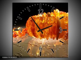 Wandklok op Glas Macro | Kleur: Oranje, Geel, Zwart | F000677CGD