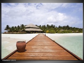 Foto canvas schilderij Strand | Bruin, Blauw, Wit