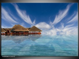 Foto canvas schilderij Zee | Blauw, Wit, Bruin