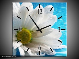 Wandklok op Glas Bloem | Kleur: Wit, Blauw, Geel | F000699CGD